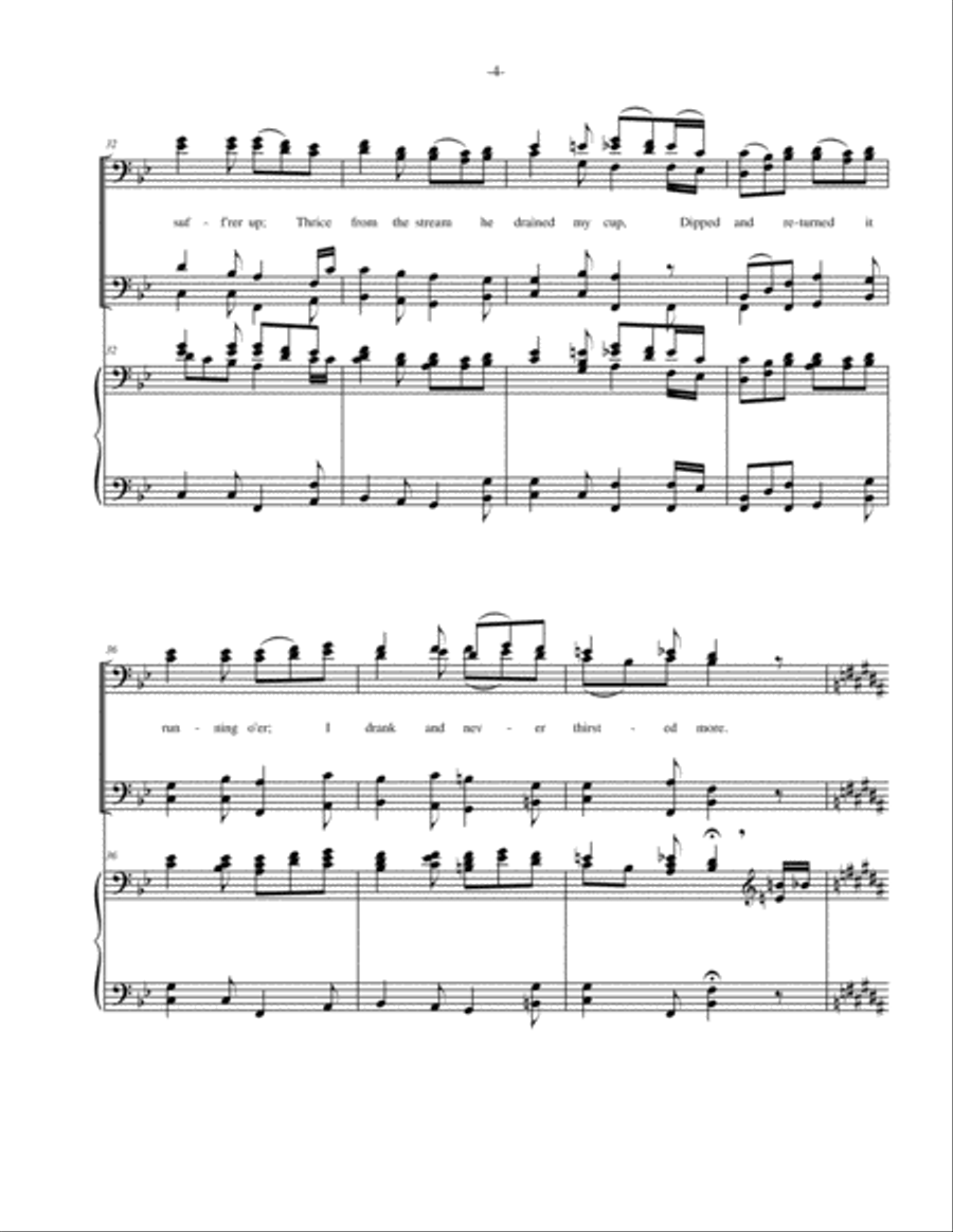 A Poor Wayfaring Man of Grief - Men's Quartet or Men's Choir with piano accompaniment TTBB scores gallery preview page 5