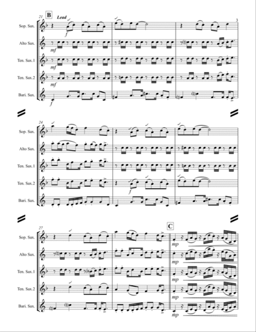 Sir Duke Saxophone Quintet scores gallery preview page 4
