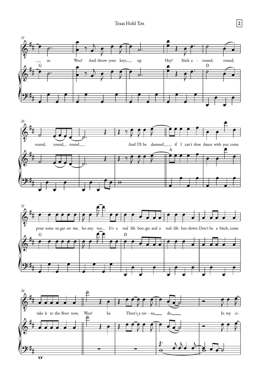 Texas Hold 'em Easy Piano scores gallery preview page 2