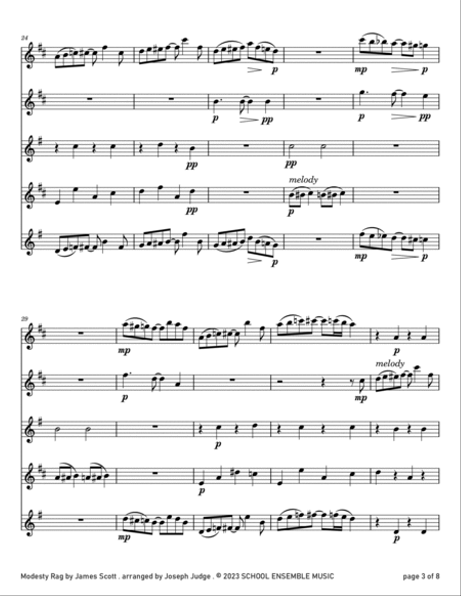 Modesty Rag by James Scott for Saxophone Quartet in Schools Saxophone Quartet scores gallery preview page 3