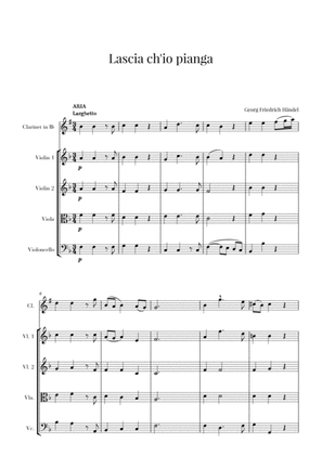 Haendel - Lascia ch’io pianga (for Clarinet and String Quartet)