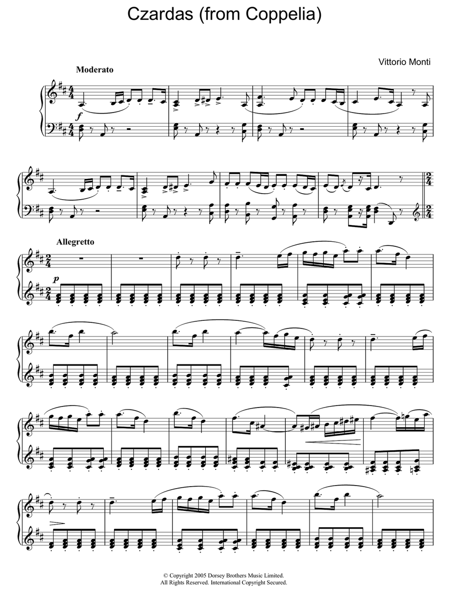 Czardas Piano Solo scores gallery preview page 1