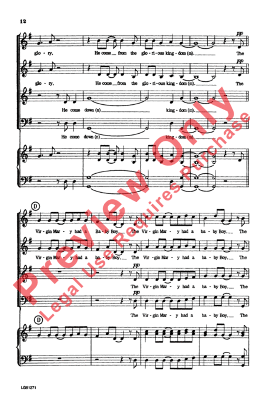 The Virgin Mary Had a Baby Boy 4-Part scores gallery preview page 12