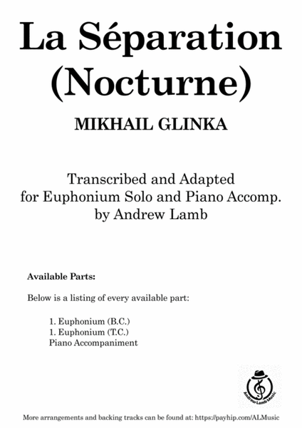 Mikhail Glinka | La Séparation | for Euphonium and Piano image number null
