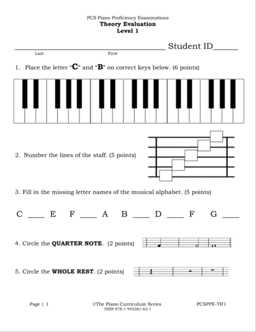 PCS Theory Evaluation-Level 1 Piano Method scores gallery preview page 2
