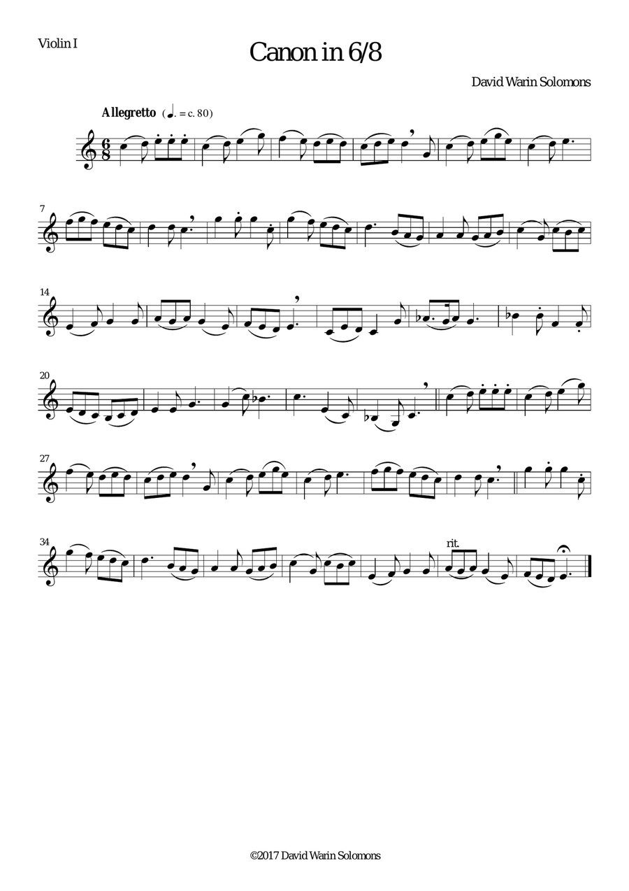 Canon in 6/8 for violin trio String Trio scores gallery preview page 3
