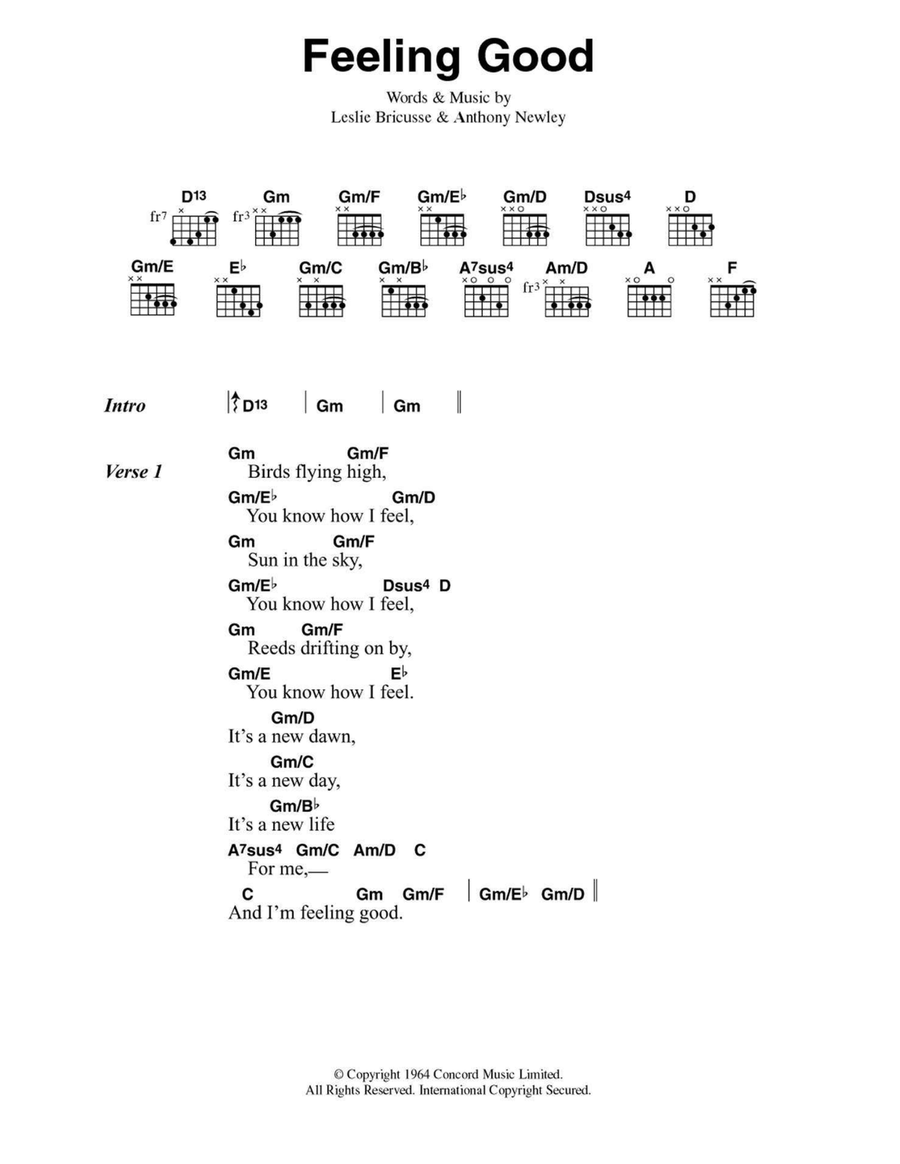 Feeling Good Acoustic Guitar scores gallery preview page 1