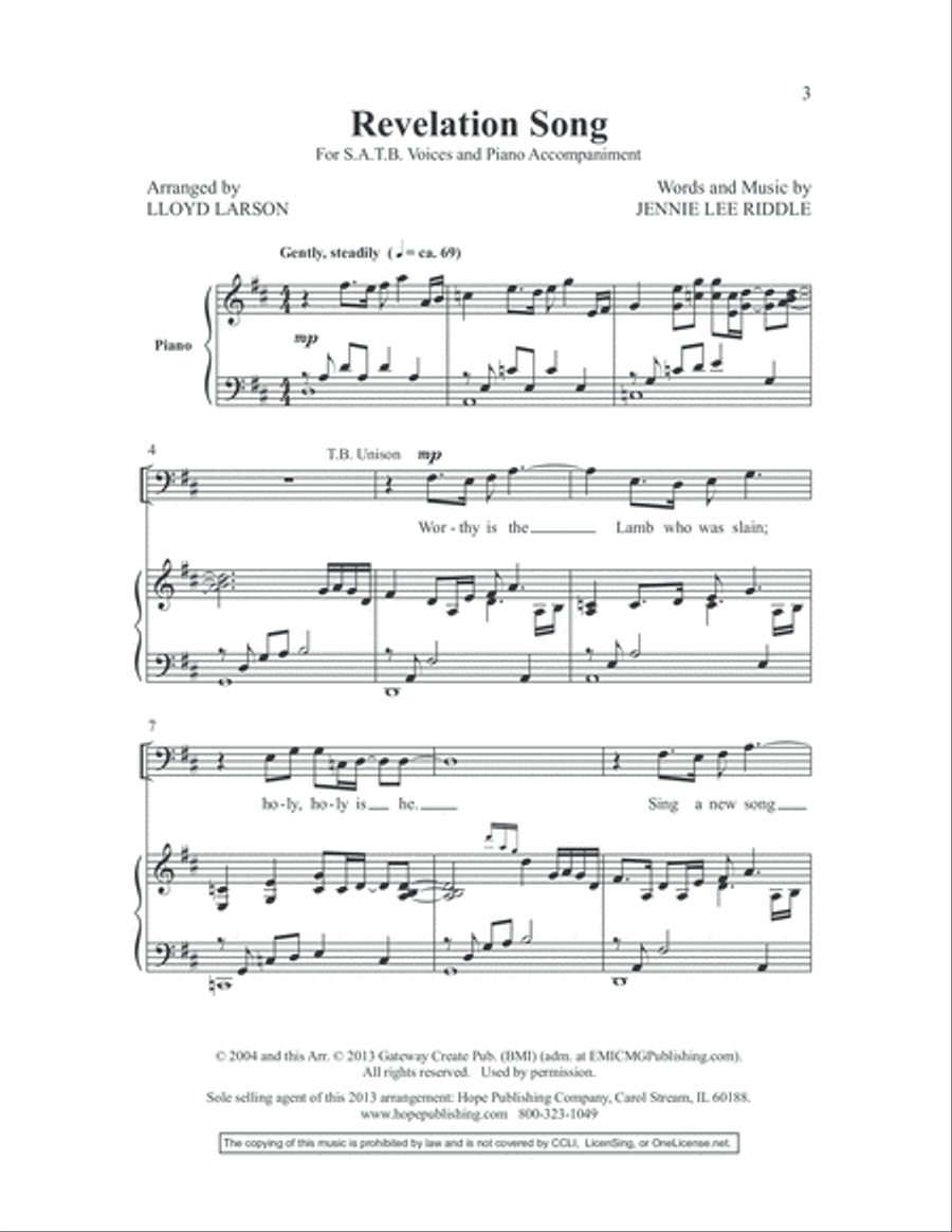 Revelation Song 4-Part scores gallery preview page 3