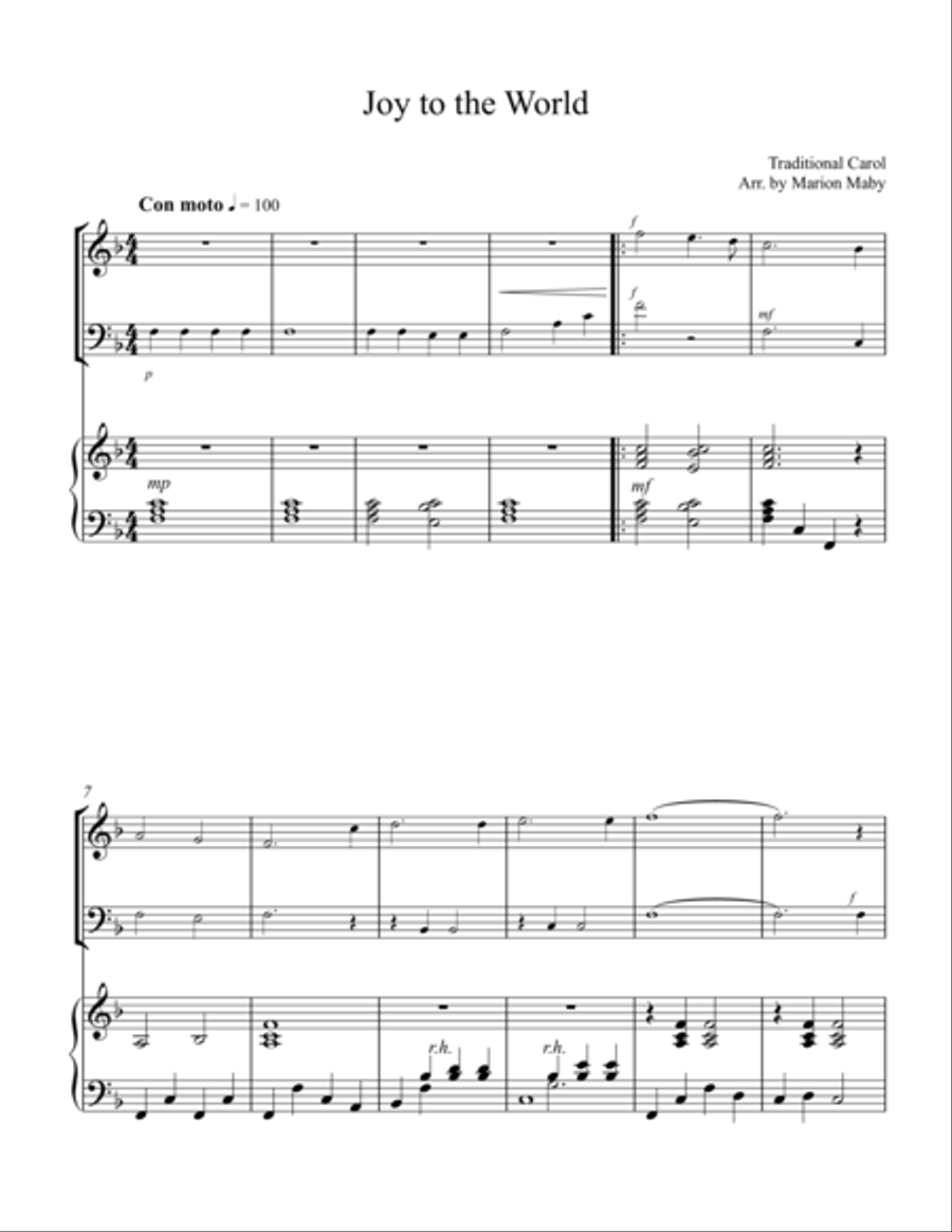 Joy to the World for piano trio Piano Trio scores gallery preview page 1