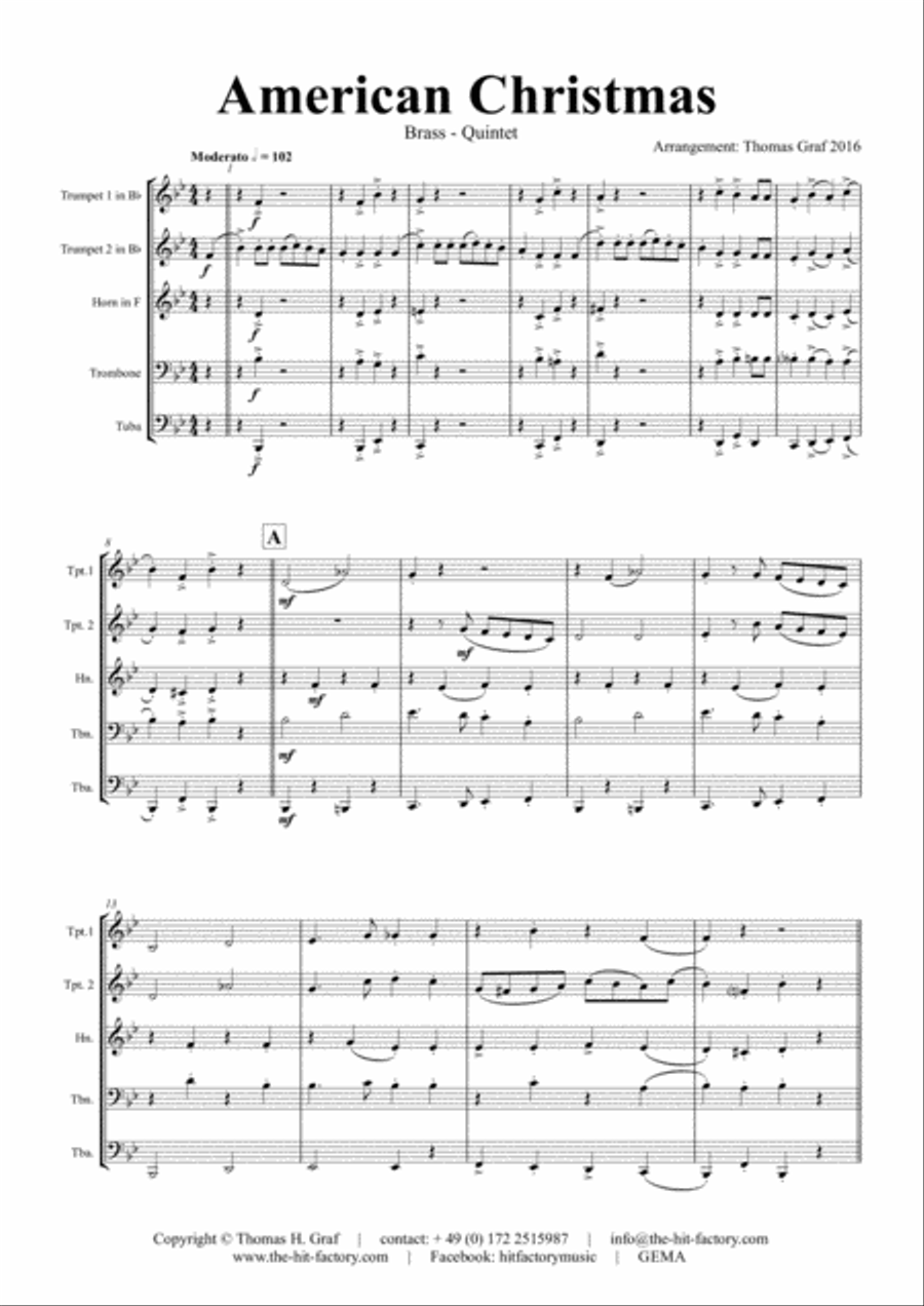 American Christmas - Mash up Rondo of best Christmas Songs - Brass Quintet Brass Quintet scores gallery preview page 2
