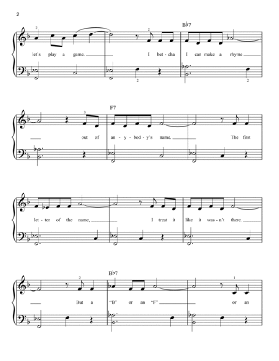 The Name Game Easy Piano scores gallery preview page 2
