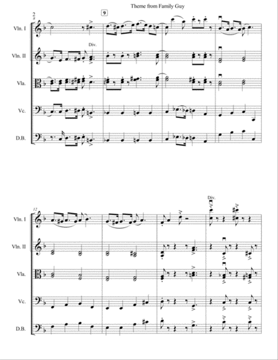 Theme From Family Guy String Orchestra scores gallery preview page 3
