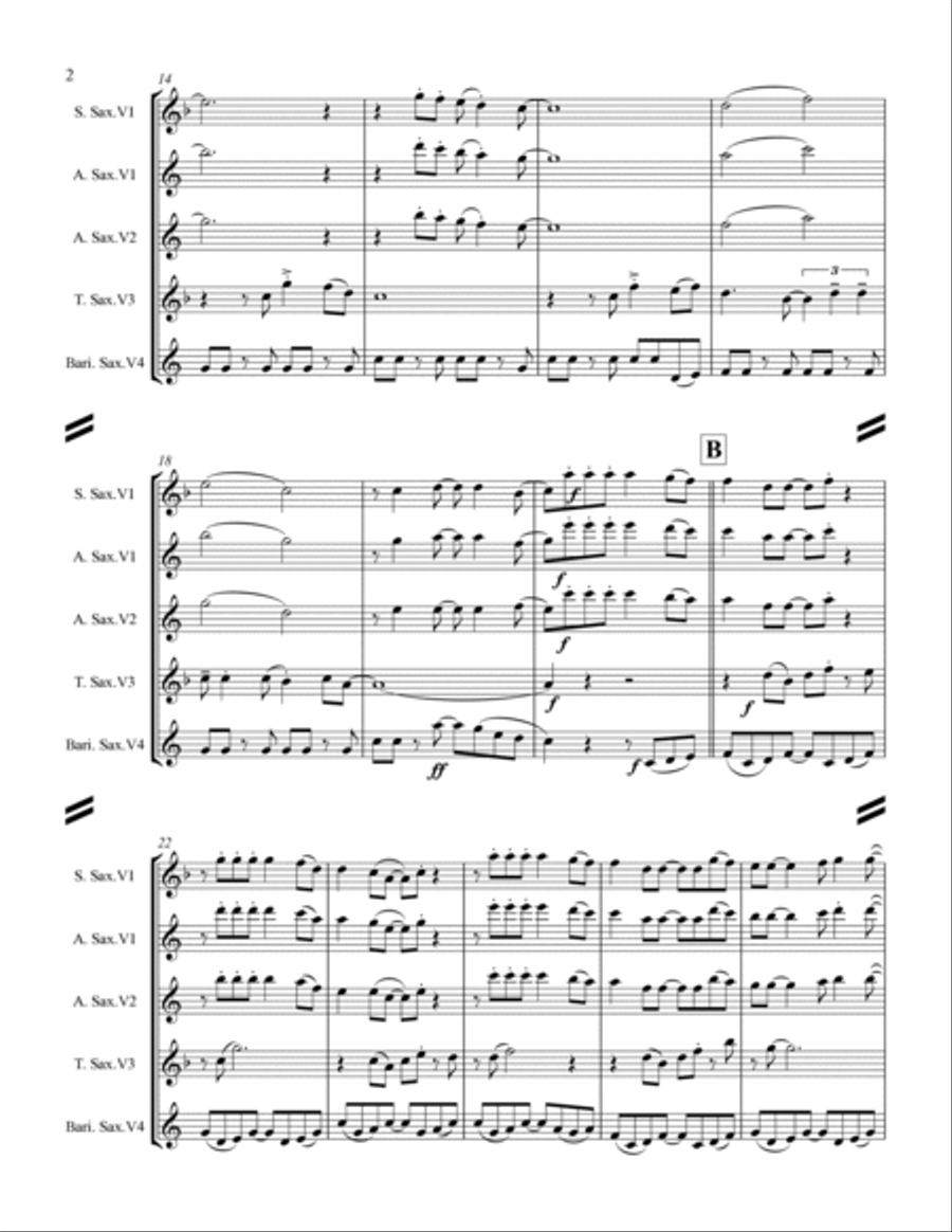Feliz Navidad Saxophone Quartet scores gallery preview page 3