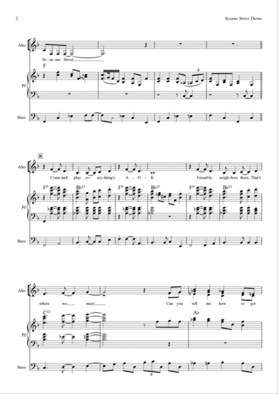 Sesame Street Theme Piano, Vocal, Guitar scores gallery preview page 2