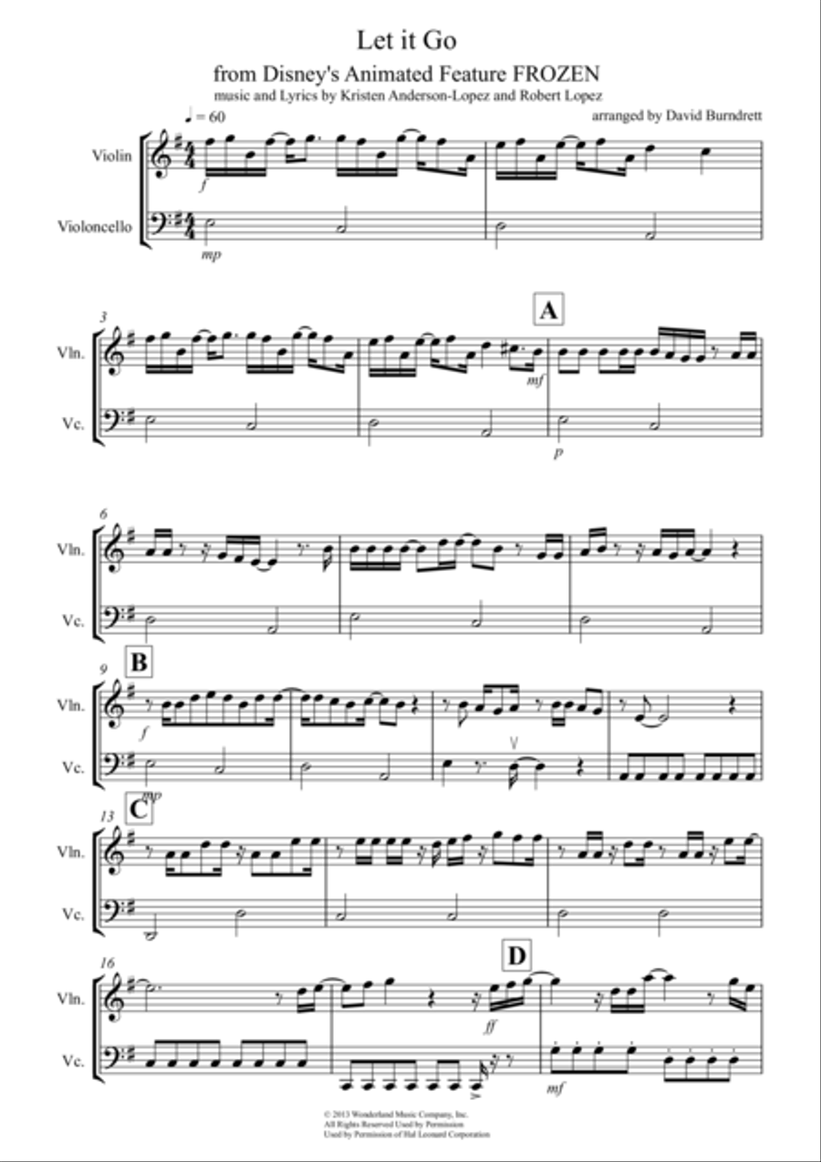 Let It Go (from Frozen) String Duet scores gallery preview page 1