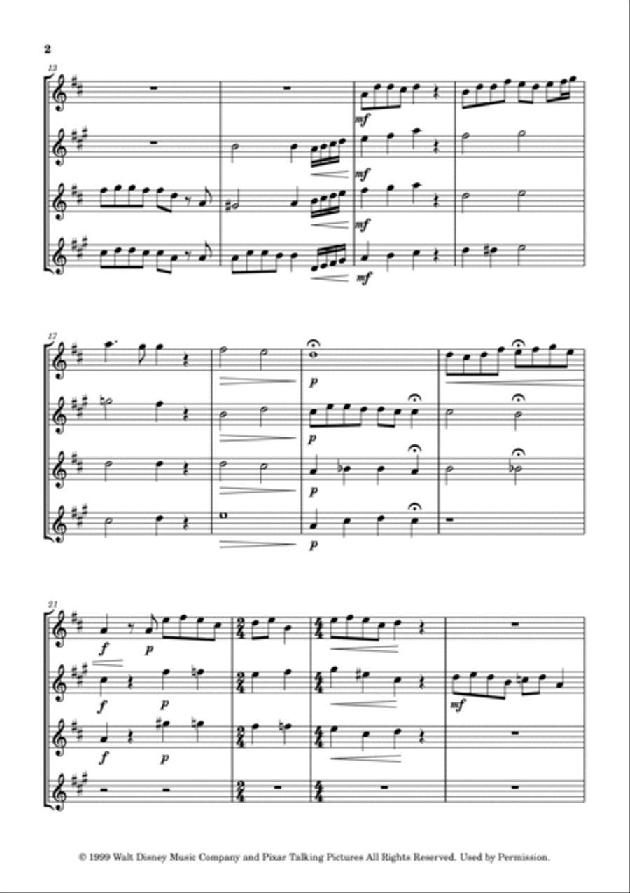 When She Loved Me When She Loved Me Saxophone Quartet scores gallery preview page 2