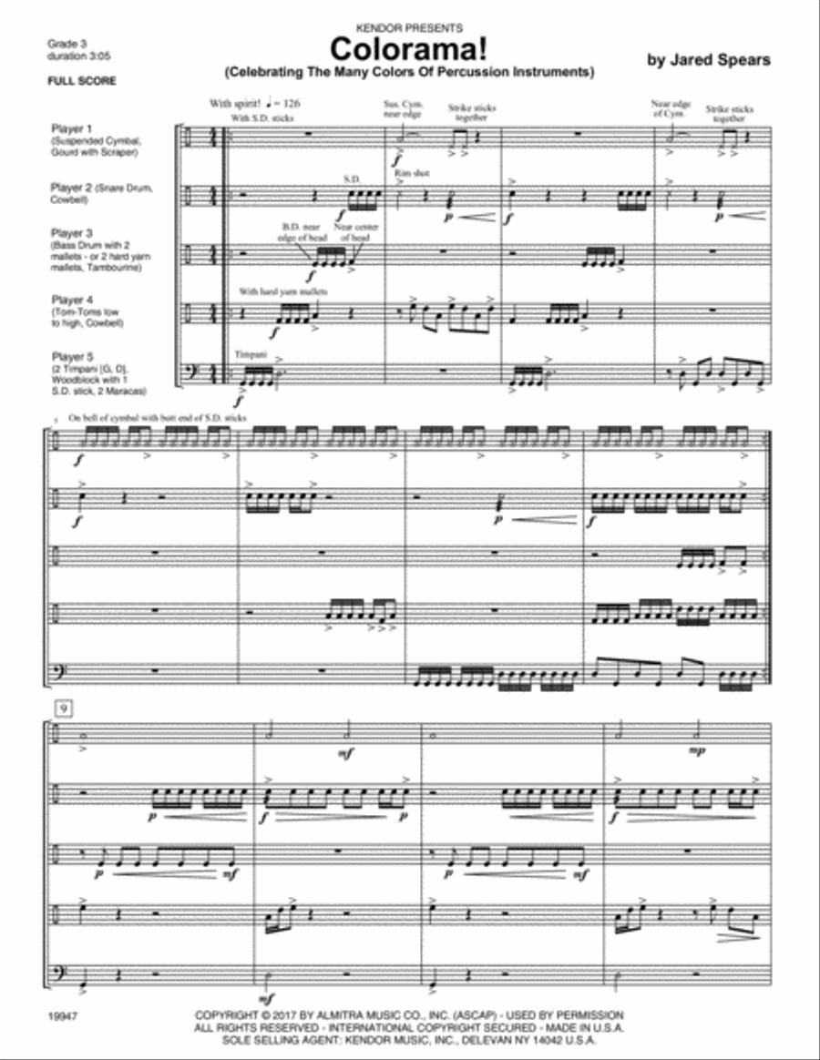 Colorama! (Celebrating The Many Colors Of Percussion Instruments) Snare Drum scores gallery preview page 2