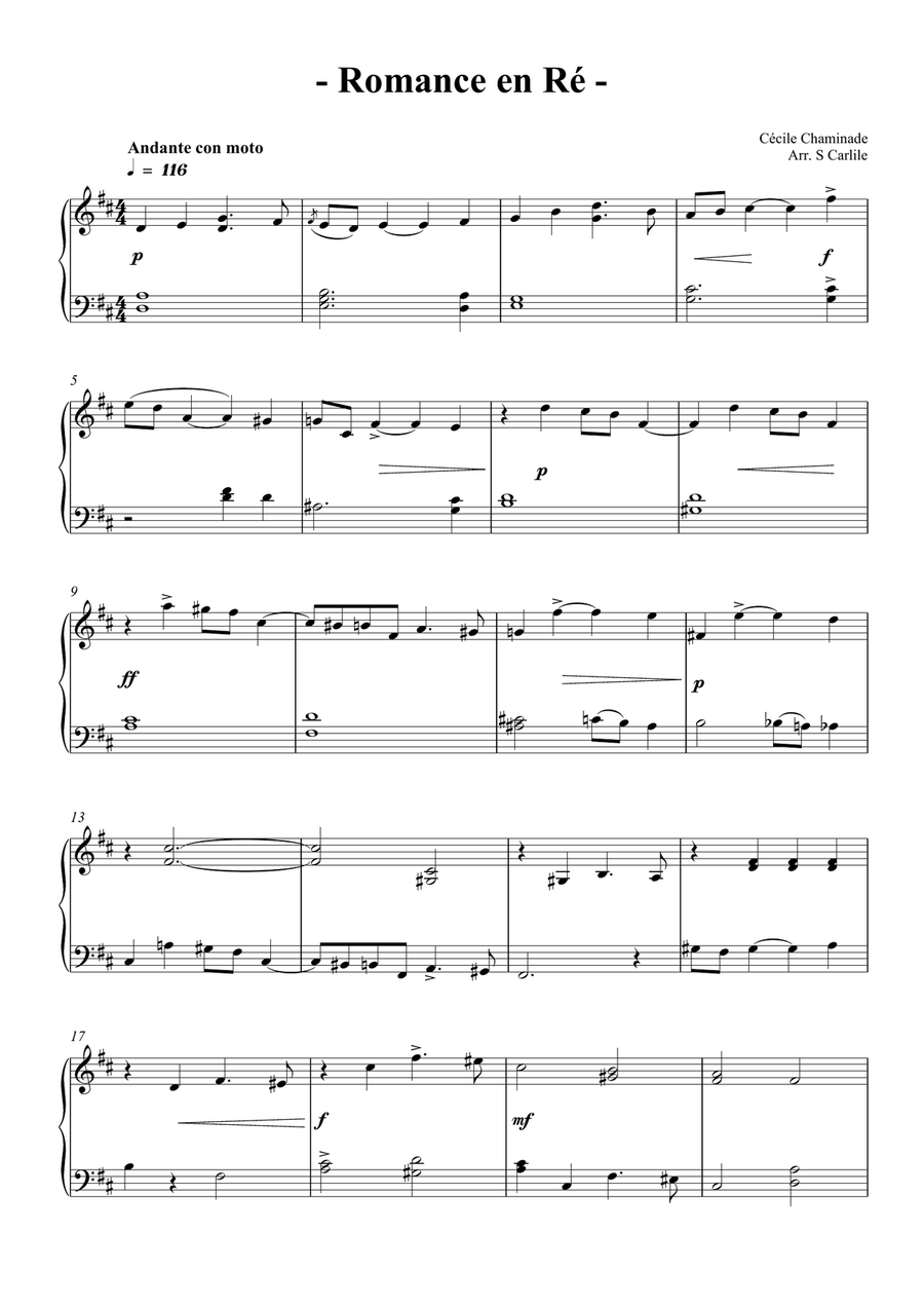 Romance en Ré Chamber Music scores gallery preview page 1
