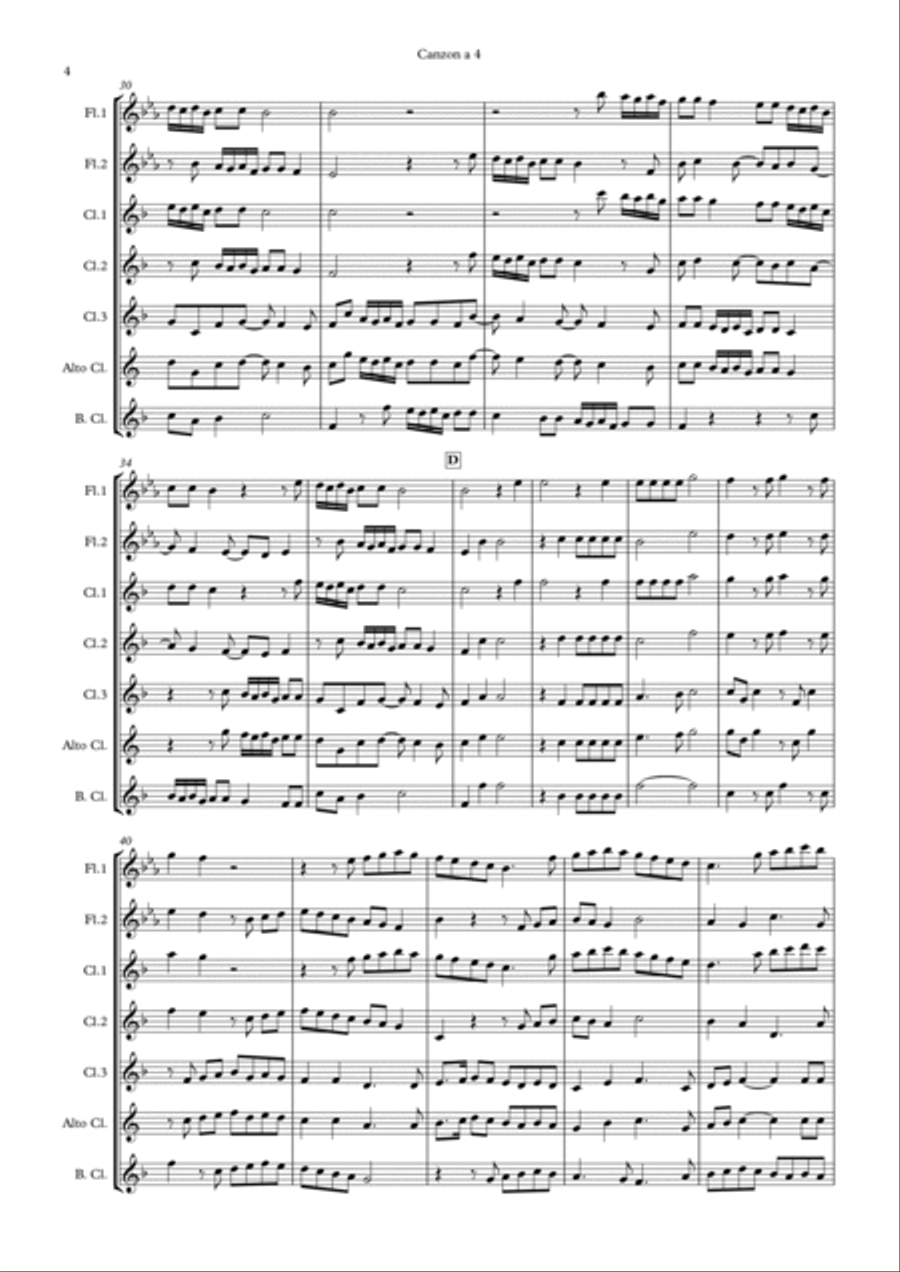 Canzon a 4 - Giovanni Gabrieli Woodwind Ensemble scores gallery preview page 4