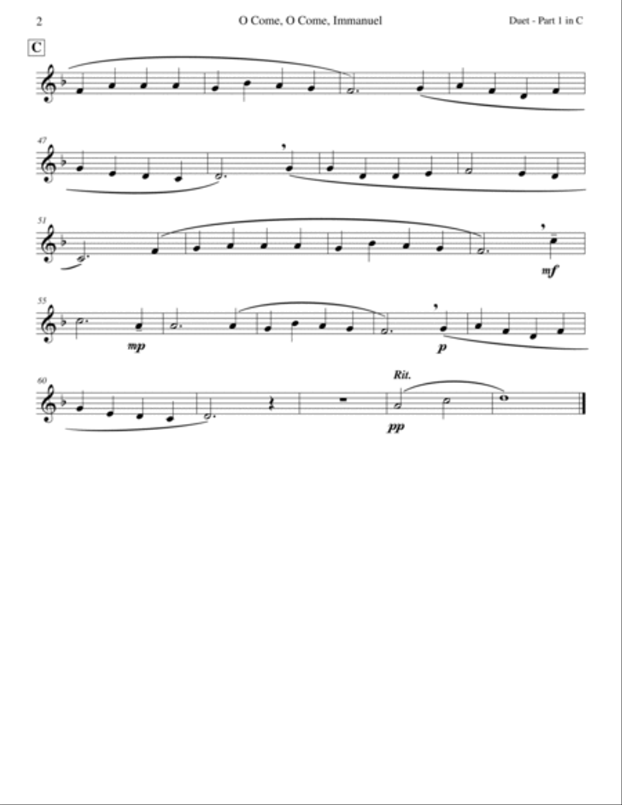 O Come, O Come, Immanuel (Emmanuel) - Mixed Duet Score and Parts scores gallery preview page 6