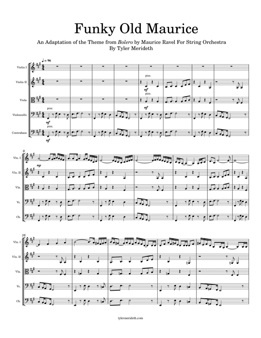Funky Old Maurice String Orchestra scores gallery preview page 1
