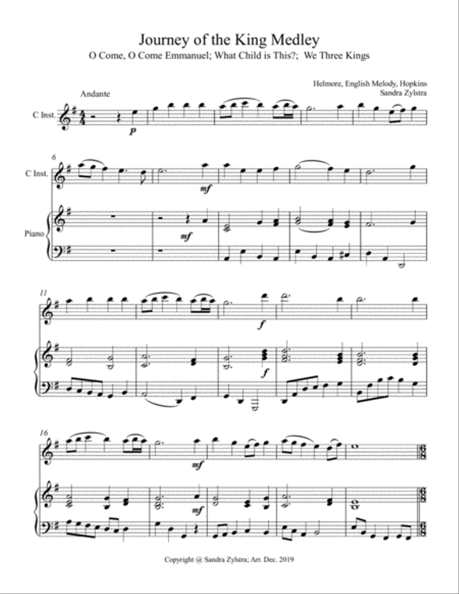 Journey of The King Medley (treble C instrument solo) Piccolo scores gallery preview page 2