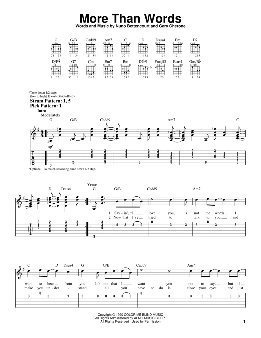 More Than Words Acoustic Guitar scores gallery preview page 1