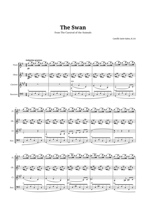 Book cover for The Swan by Saint-Saëns for Woodwind Quartet with Chords