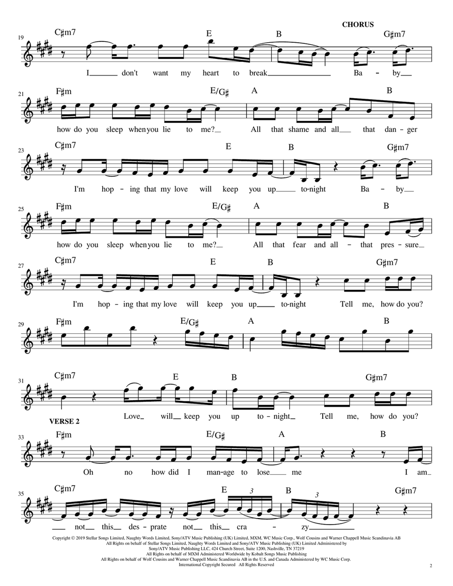 How Do You Sleep? Piano, Vocal, Guitar scores gallery preview page 2