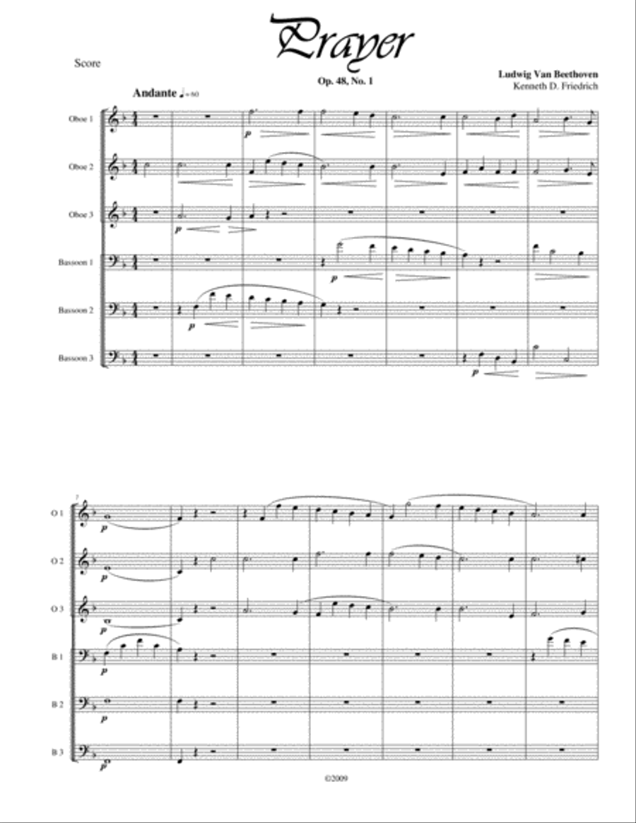 Prayer, Op. 48, No. 1 Prayer, Op. 48, No. 1 Small Ensemble scores gallery preview page 1