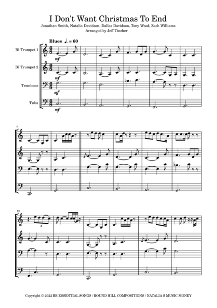 I Don't Want Christmas To End Brass Ensemble scores gallery preview page 2