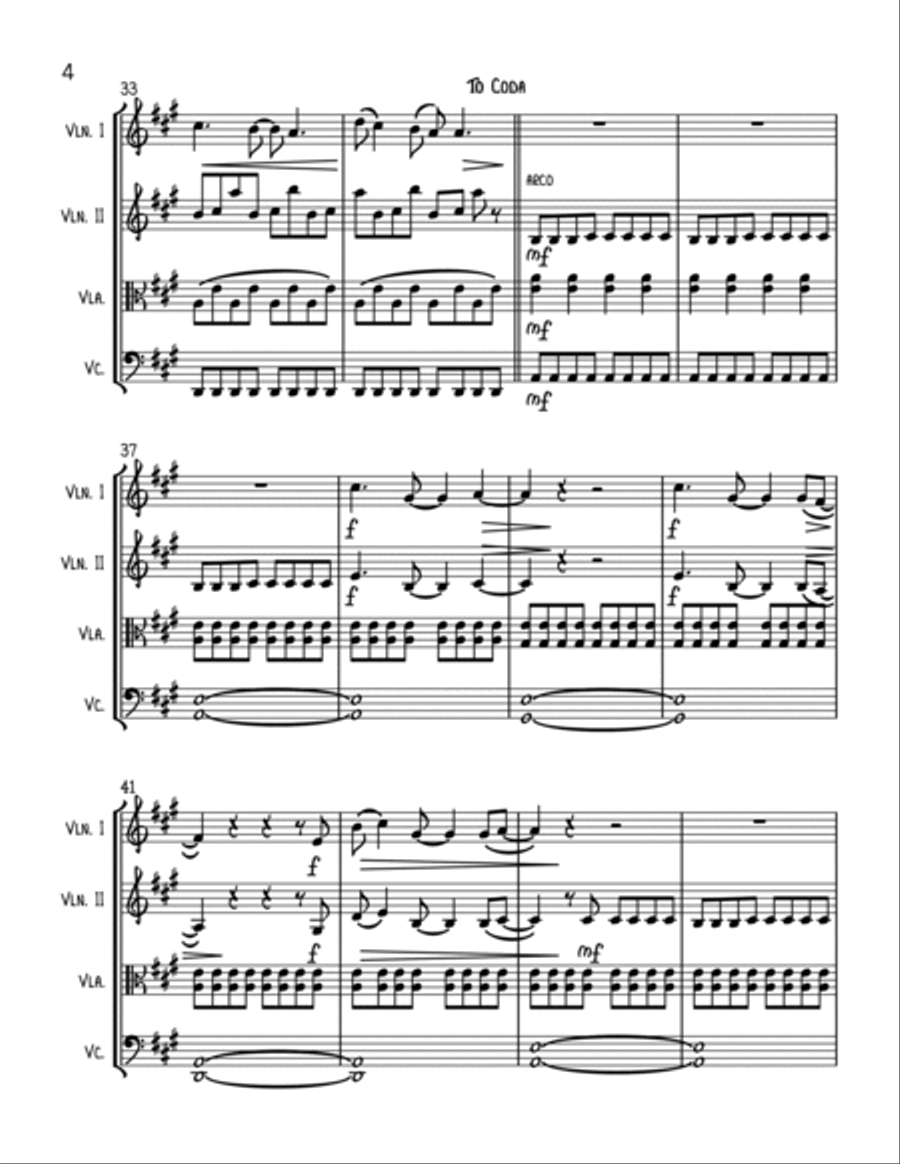 Chasing Cars String Quartet scores gallery preview page 4