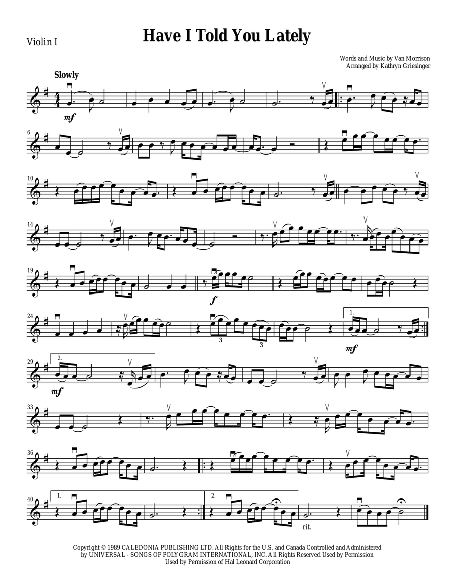 Have I Told You Lately String Quartet scores gallery preview page 1