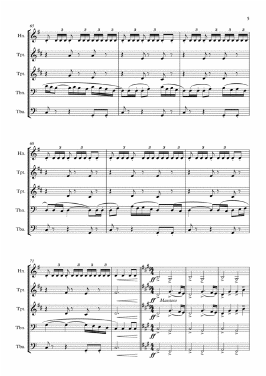 Romantic Medley for Brass Quintet Brass Quintet scores gallery preview page 5