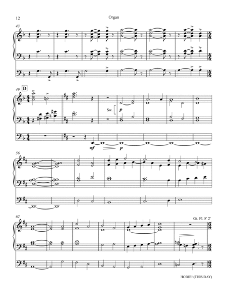 Hodie (This Day) - Organ Hodie (This Day) - Organ Choir scores gallery preview page 12
