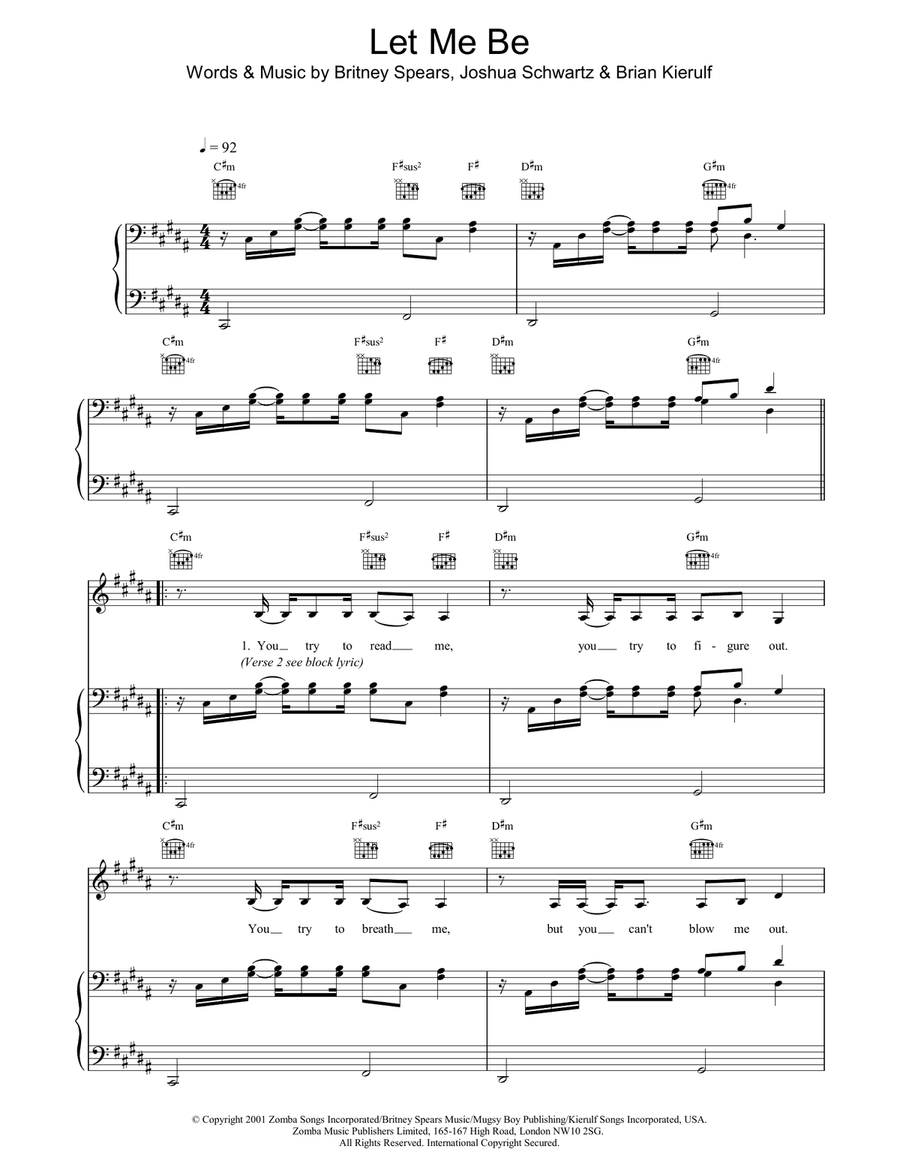 Let Me Be Piano, Vocal, Guitar scores gallery preview page 1