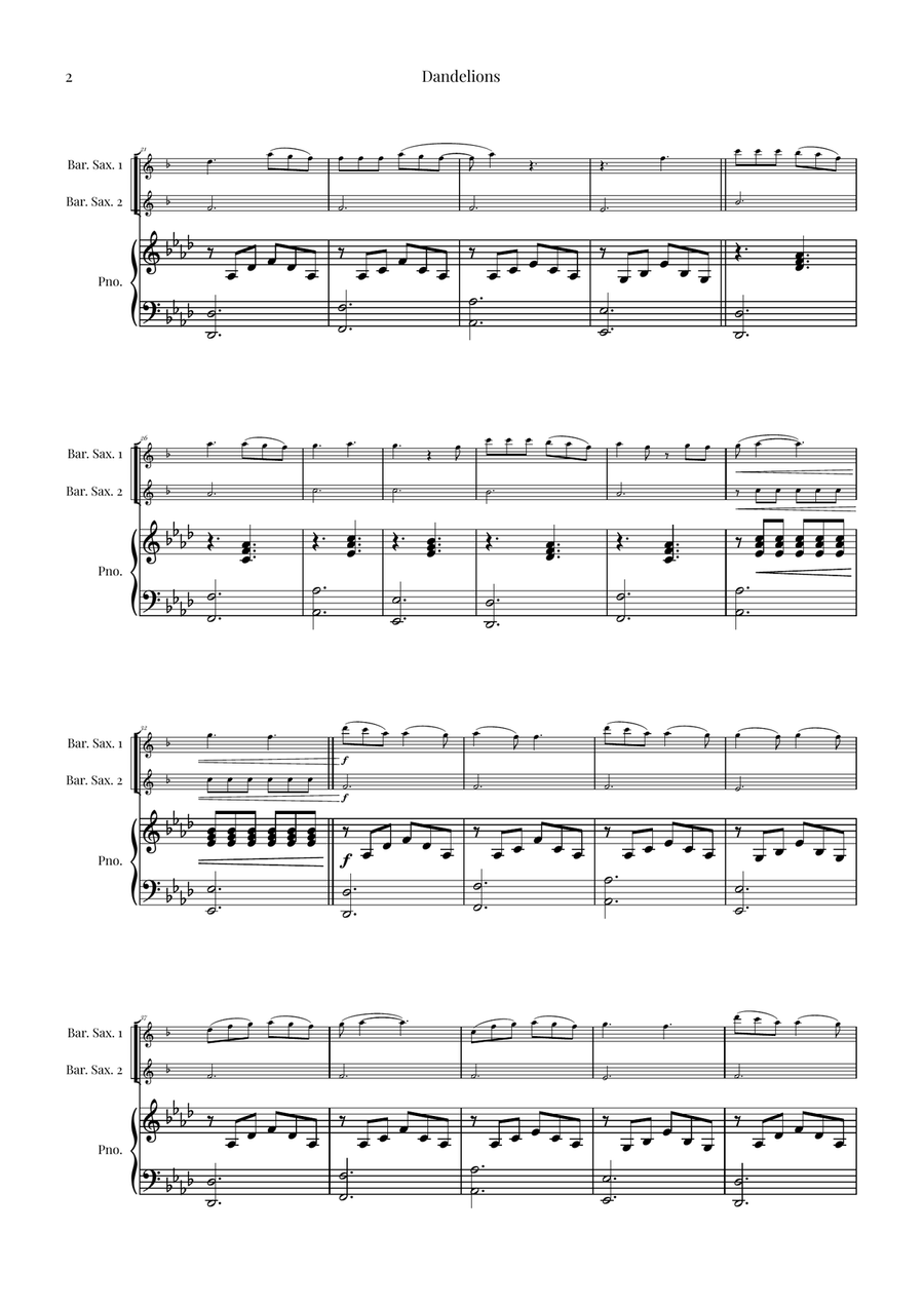 Dandelions Woodwind Duet scores gallery preview page 2