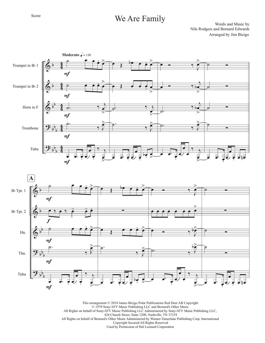 We Are Family Horn scores gallery preview page 1