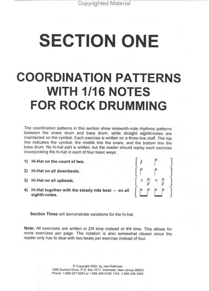 Quintet Of Coordination Patterns For Rock & Jazz Drumming