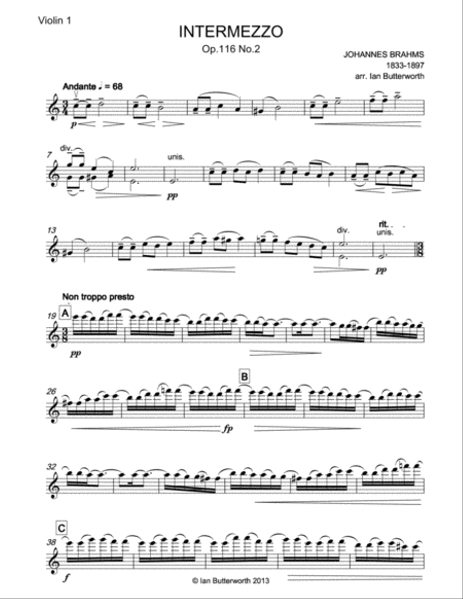 BRAHMS Intermezzo in A minor Op.116 No.2 for string orchestra String Orchestra scores gallery preview page 6