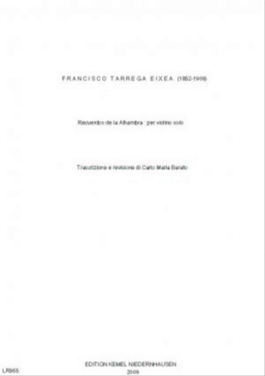 Recuerdos de la Alhambra Violin Solo scores gallery preview page 1