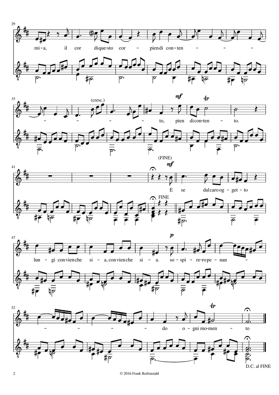 Antonio Vivaldi - Vedro con mio diletto for Mezzo-soprano and Guitar Small Ensemble scores gallery preview page 3