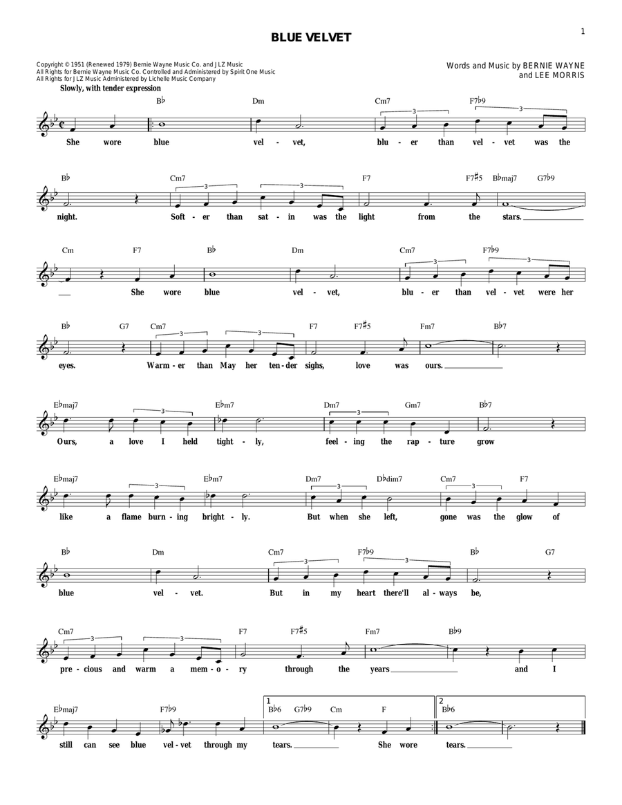 Blue Velvet Electric Guitar scores gallery preview page 1