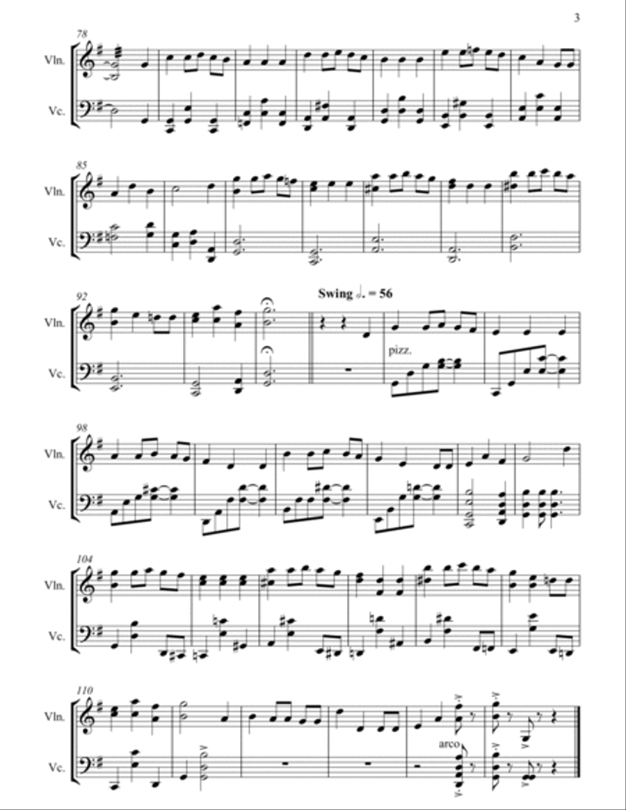 We Wish You a Merry Christmas - Full Length Violin & Cello Arrangement in a Jazz Style by The Chapel String Duet scores gallery preview page 4