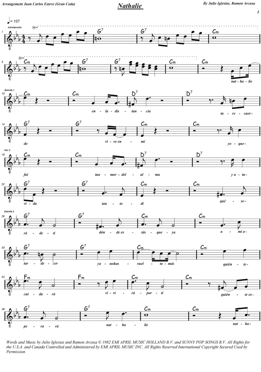 Nathalie Nathalie Piano scores gallery preview page 1