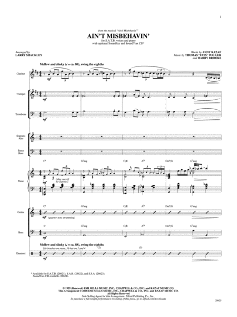 Ain't Misbehavin' Ain't Misbehavin' Choir scores gallery preview page 2
