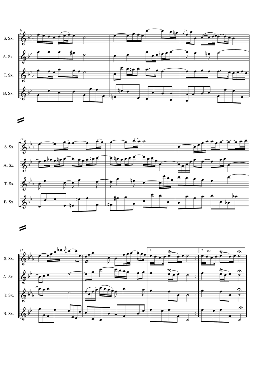 J. S. Bach - Air from Orchestral Suite No.3 in D major, arr. for Sax Quartet Woodwind Quartet scores gallery preview page 2