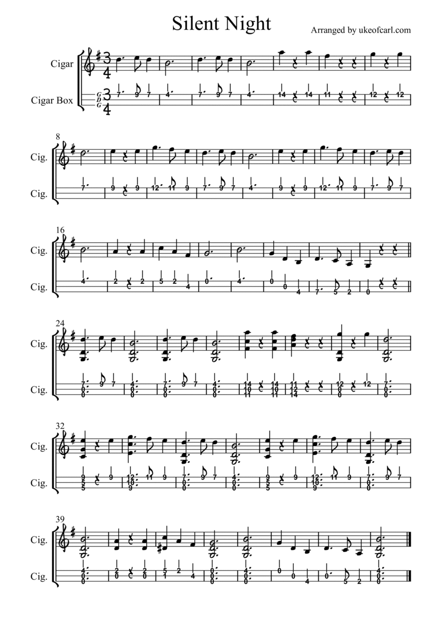 Silent Night - Cigar Box Silent Night - Cigar Box Guitar Solo scores gallery preview page 1