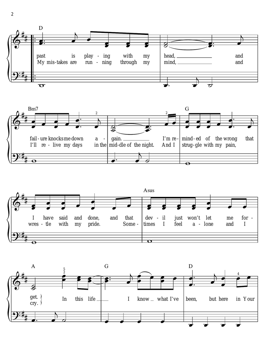 Forgiven Easy Piano scores gallery preview page 2