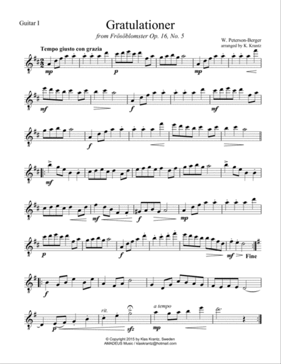 Gratulationer for guitar trio Guitar Ensemble scores gallery preview page 4